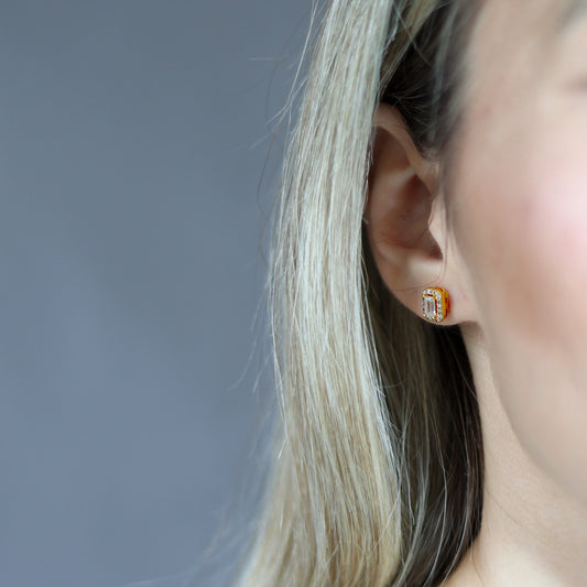 0.5ct Halo Emerald-Cut Moissanite Earrings - My Store