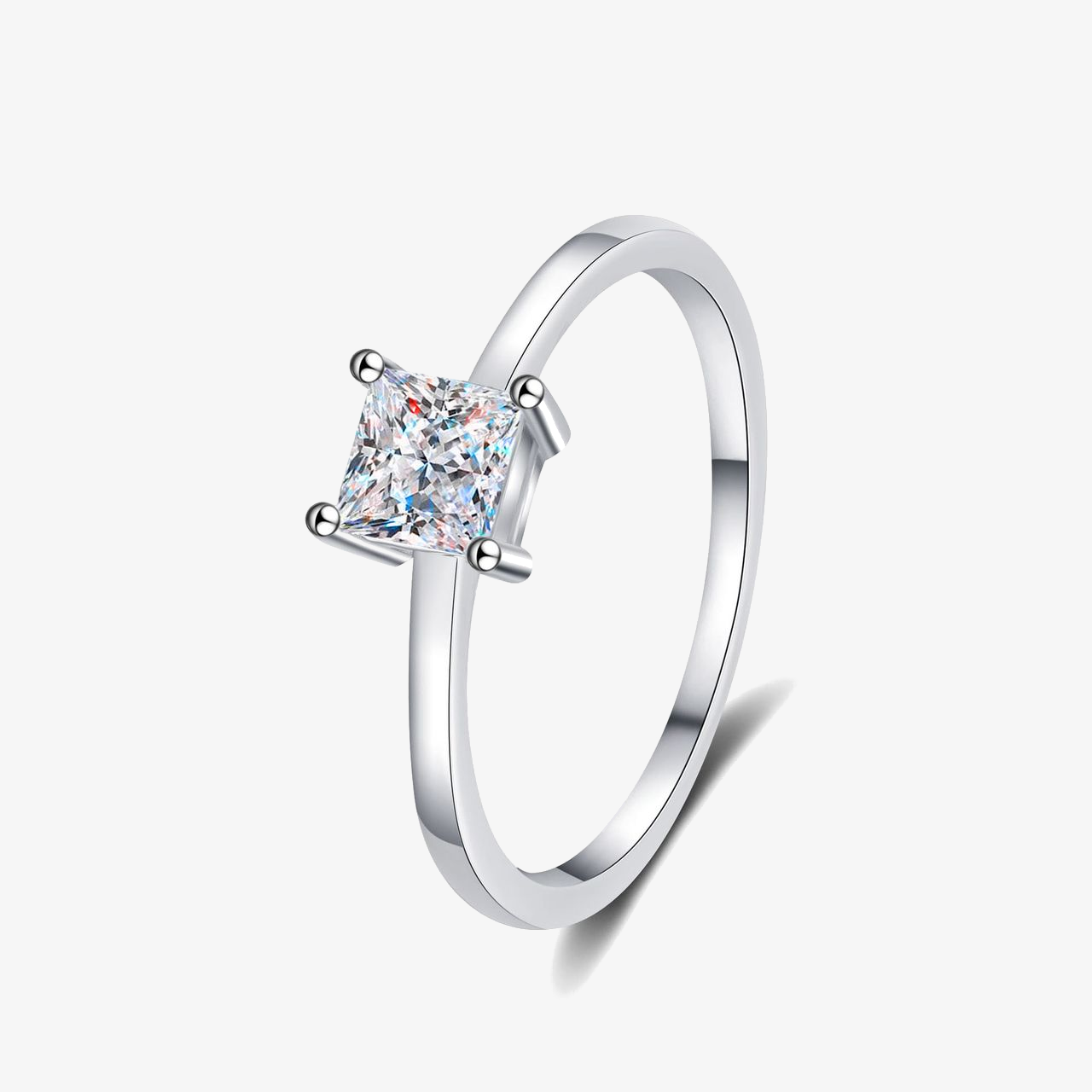 0.6ct Square-Cut Moissanite Engagement Ring
