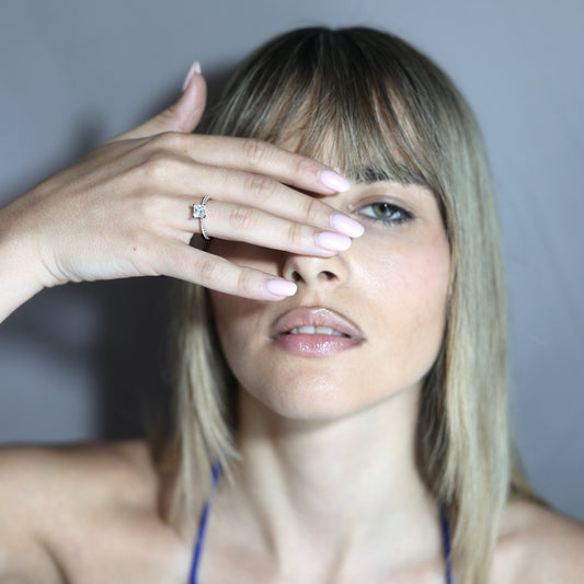 1.0ct Square-Cut Moissanite Engagement Ring - My Store