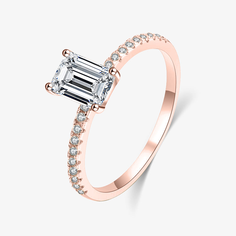 1.0ct Emerald-Cut Moissanite Engagement Ring - My Store