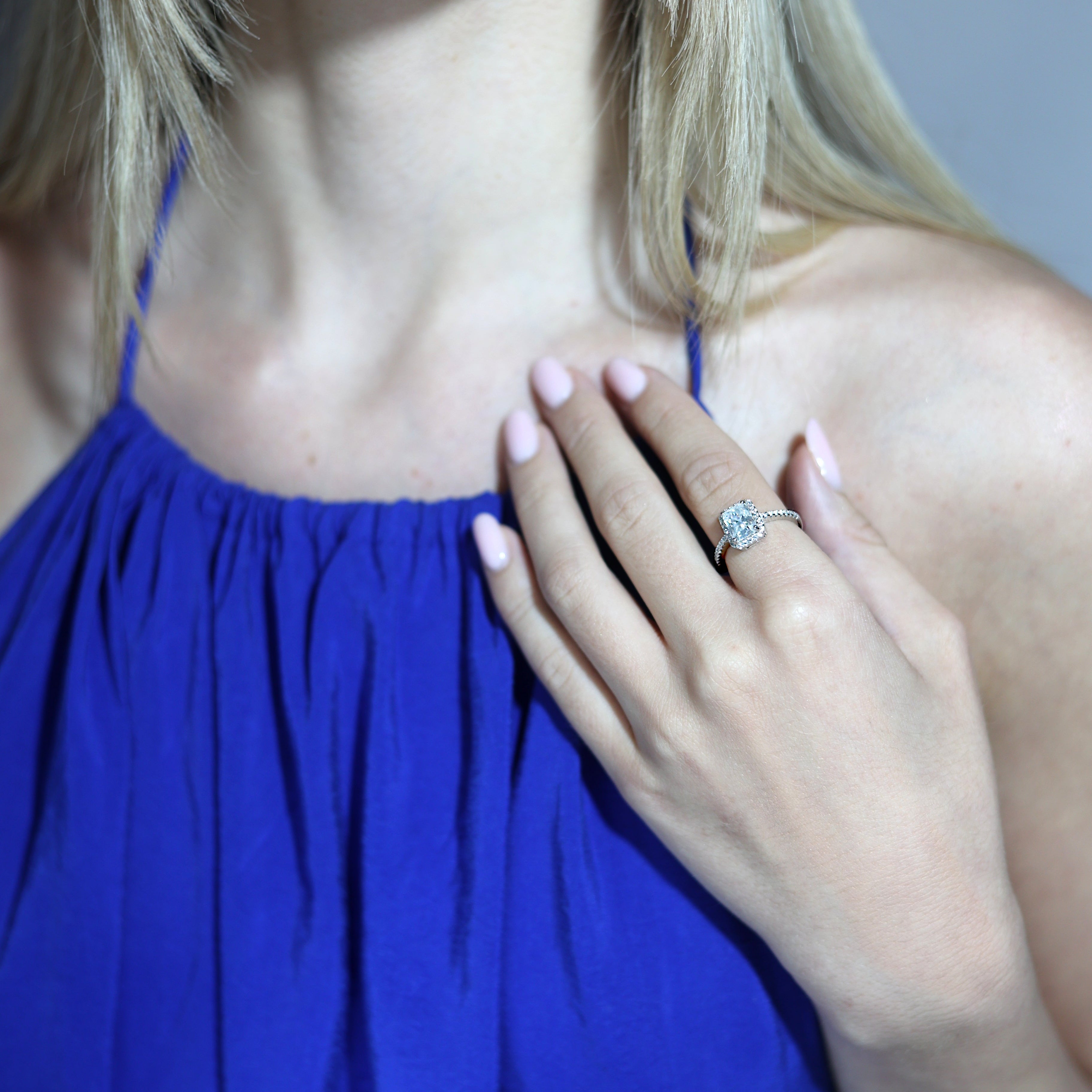 2.0ct Halo Square-Cut Engagement Ring