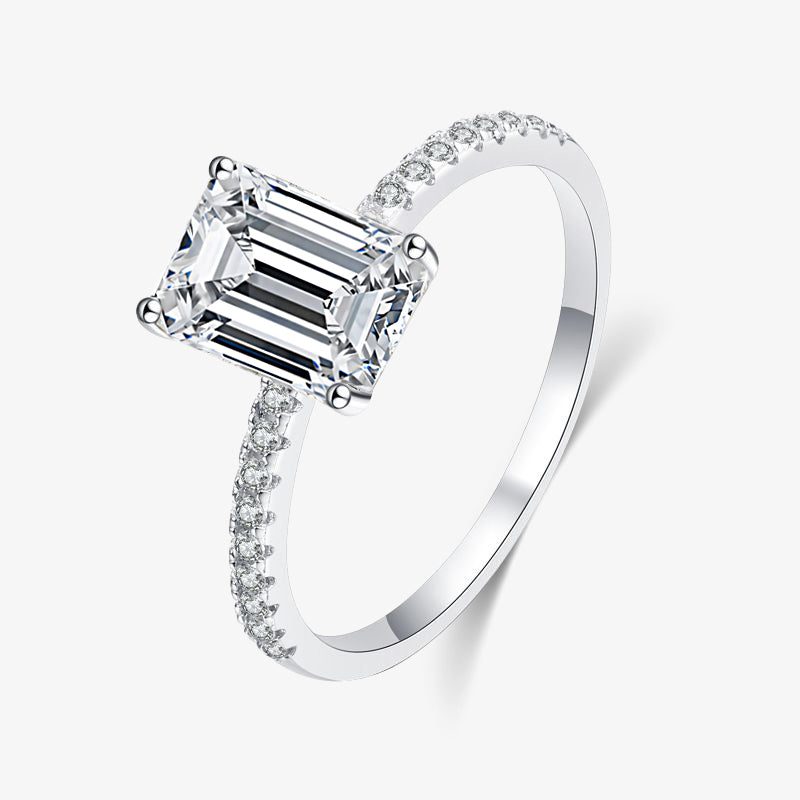 2.0ct Emerald-Cut Moissanite Engagement Ring