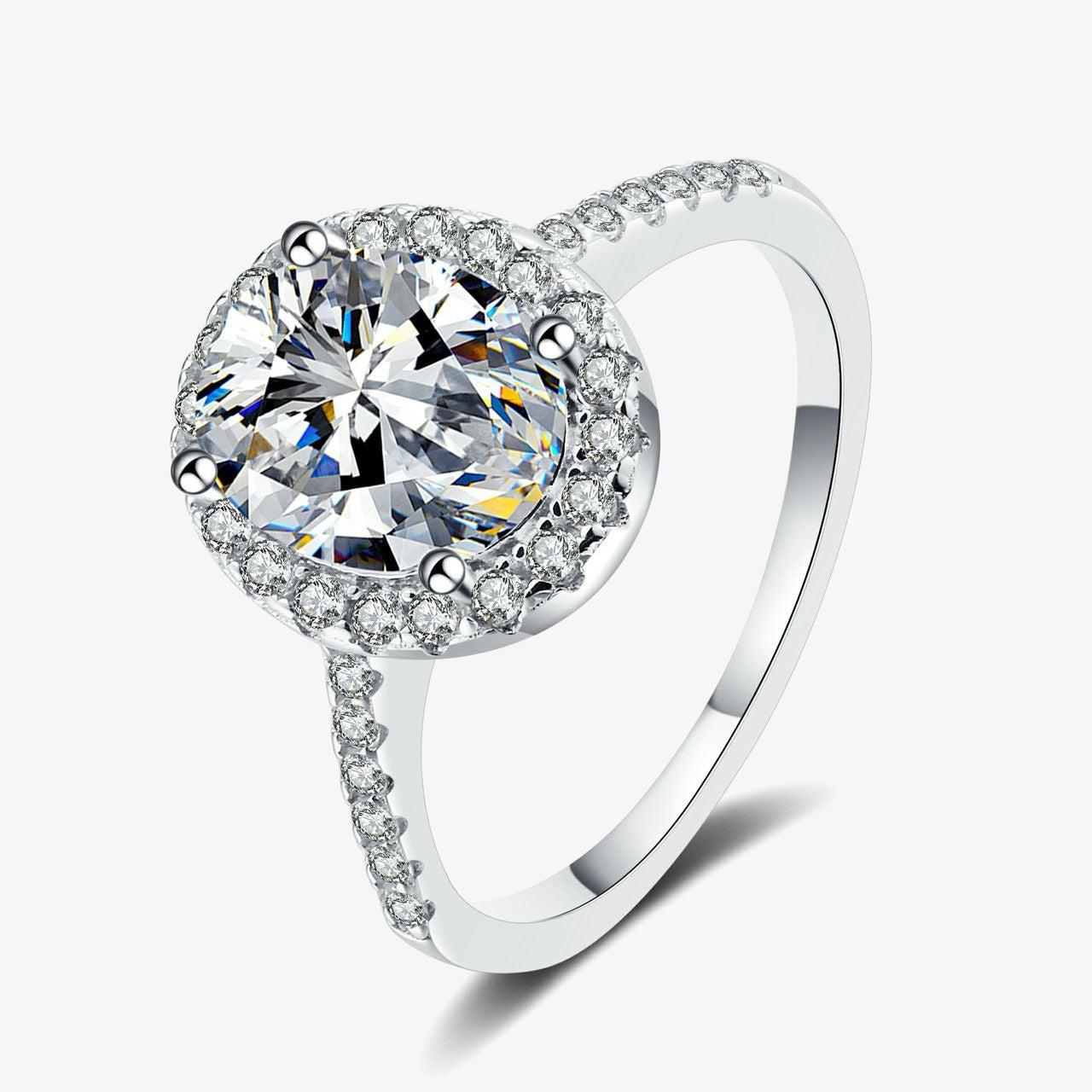 2.0ct Halo Oval-Cut Moissanite Engagment Ring