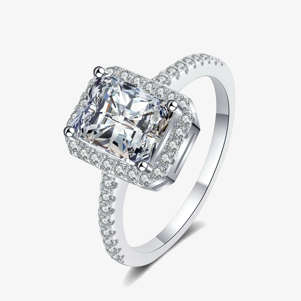 2.0ct Halo Square-Cut Engagement Ring