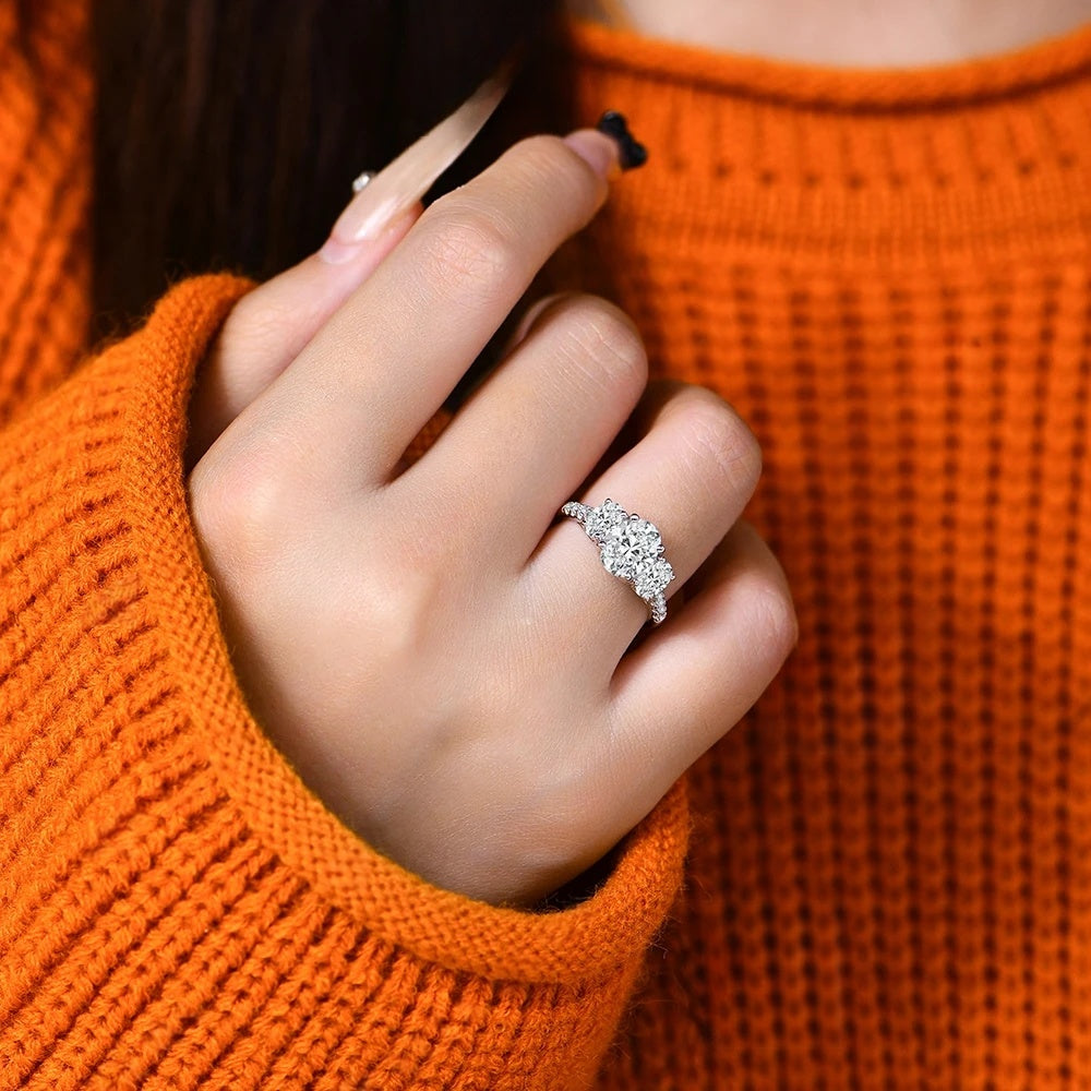 3.2ct Oval-Cut Trilogy Moissanite Engagement Ring