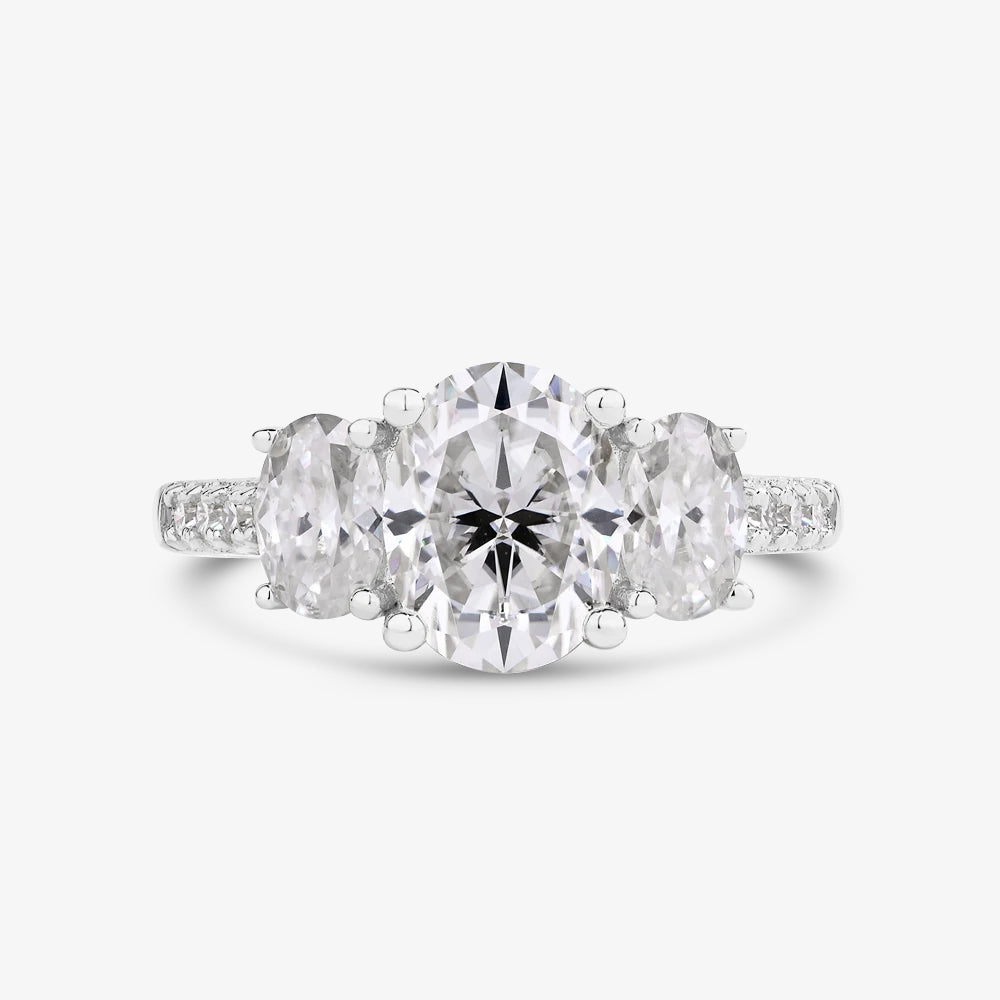 3.2ct Oval-Cut Trilogy Moissanite Engagement Ring