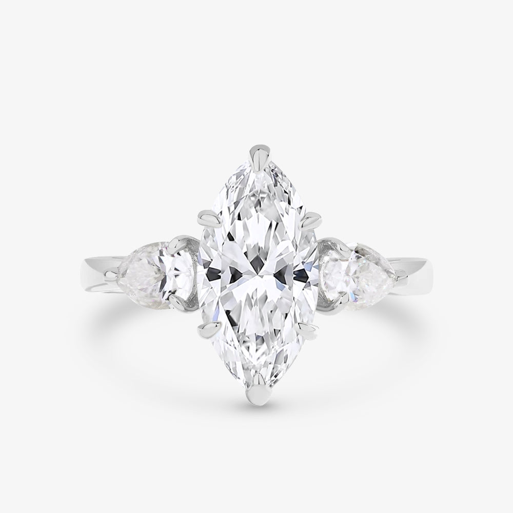 3.6ct Marquise-Cut Trilogy Moissanite Engagement Ring