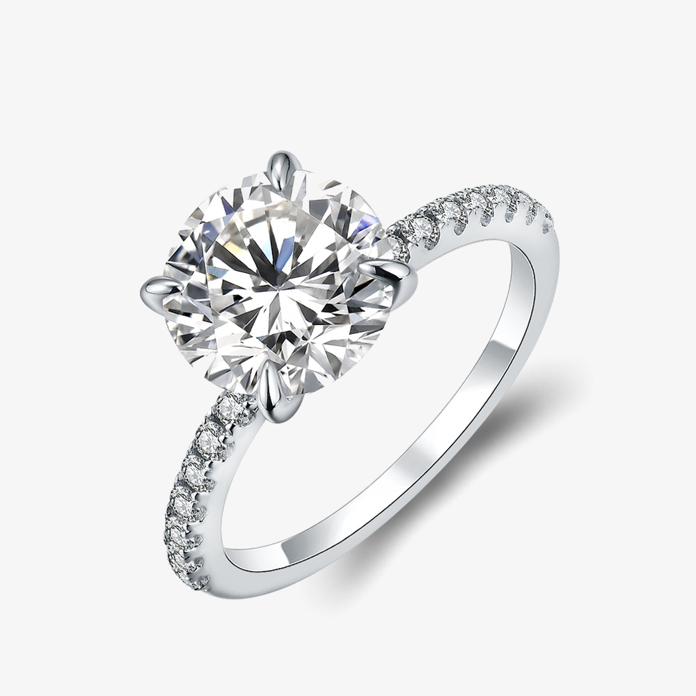 3.0ct Round-Cut Moissanite Engagement Ring