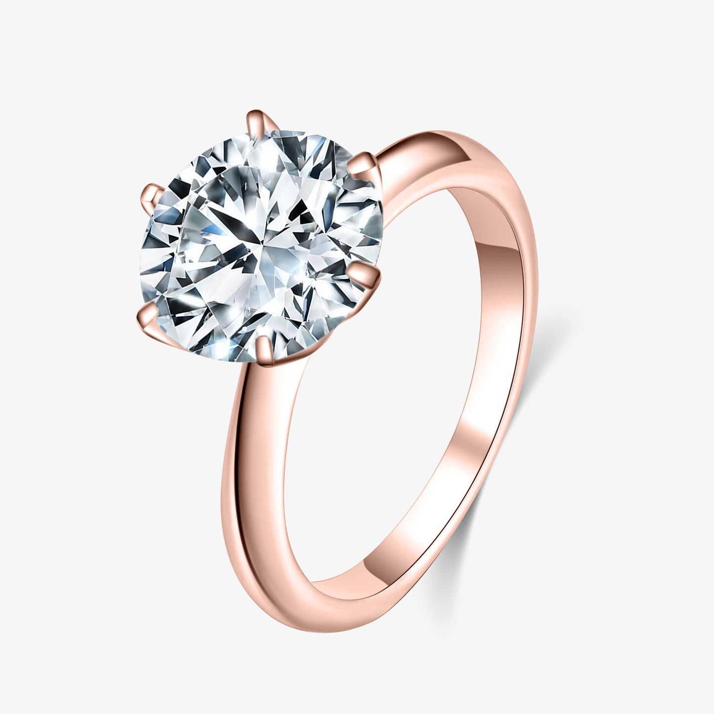 3.0ct Round-Cut Six Claw Moissanite Engagment Ring