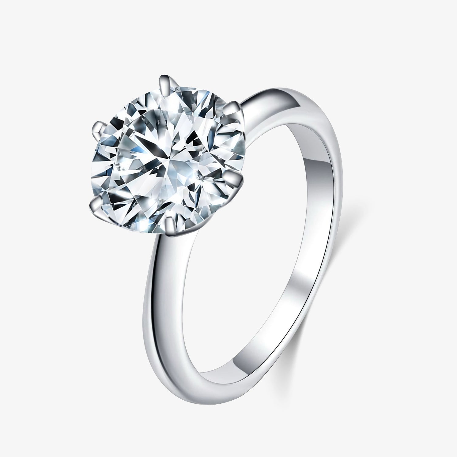 3.0ct Round-Cut Six Claw Moissanite Engagment Ring