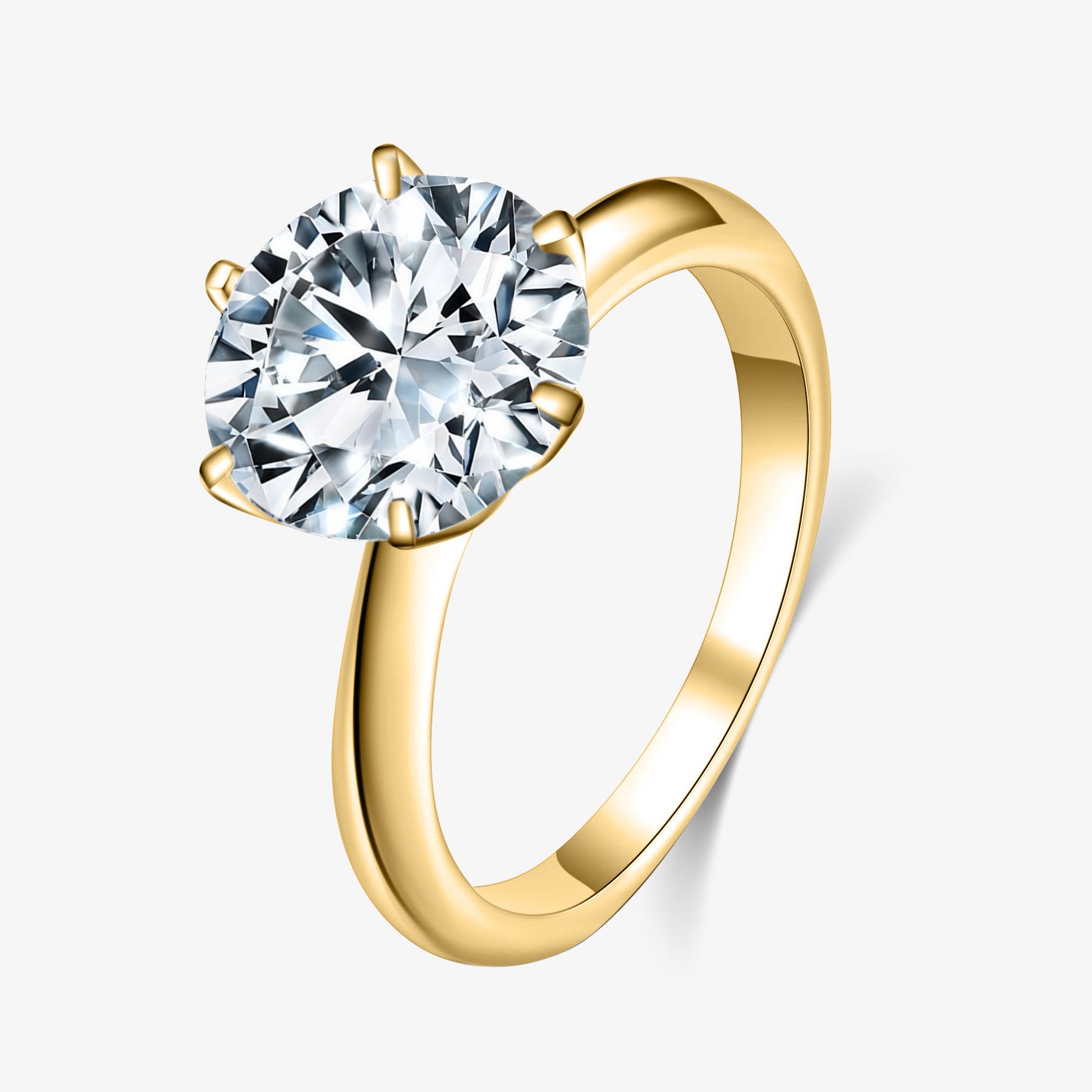 3.0ct Round-Cut Six Claw Moissanite Engagment Ring