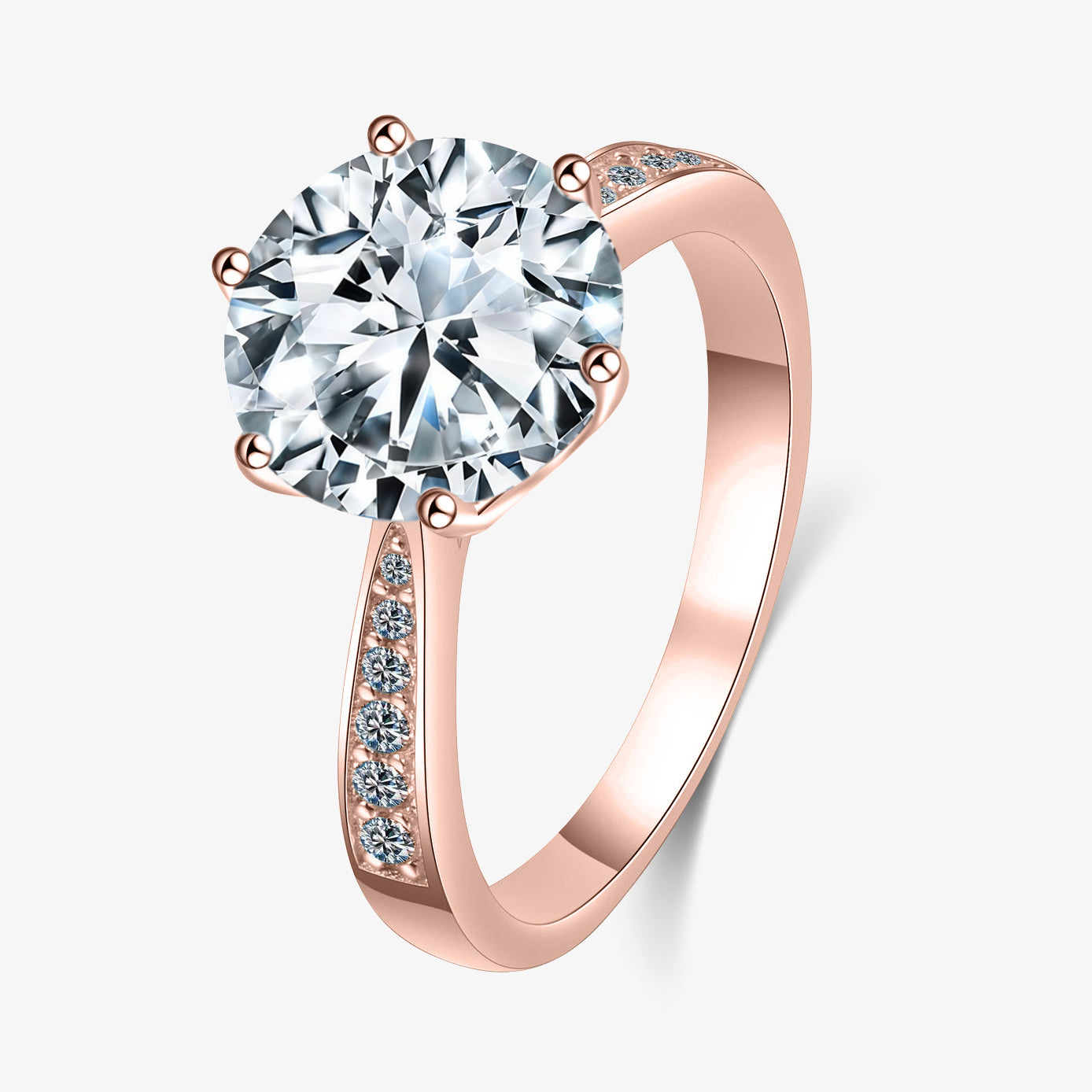 3.0ct Round-Cut Unique Pavé Moissanite Engagment Ring