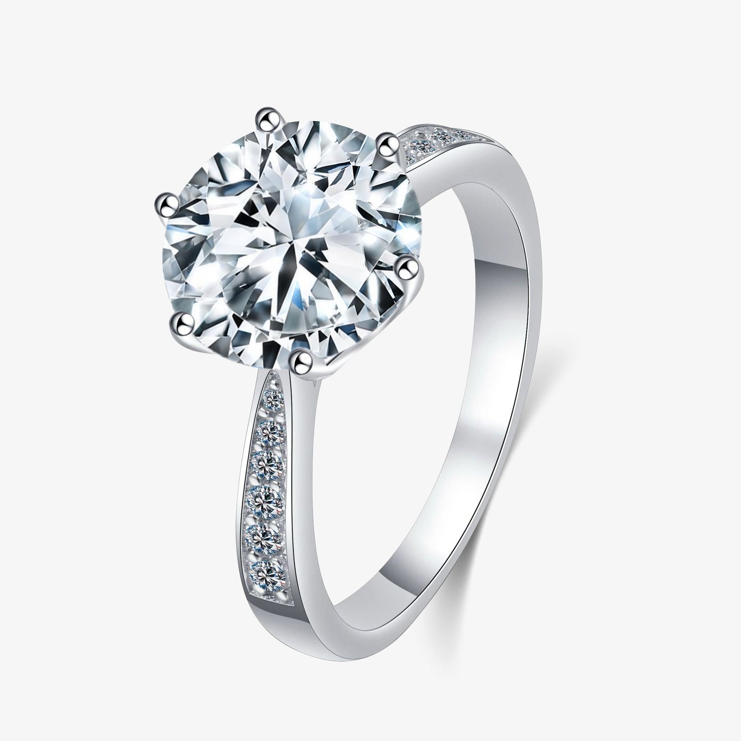 3.0ct Round-Cut Unique Pavé Moissanite Engagment Ring