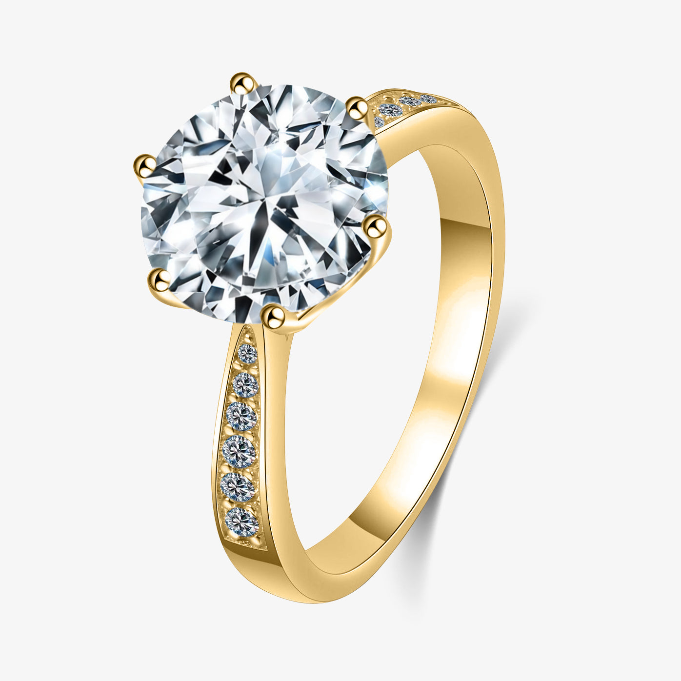 3.0ct Round-Cut Unique Pavé Moissanite Engagment Ring