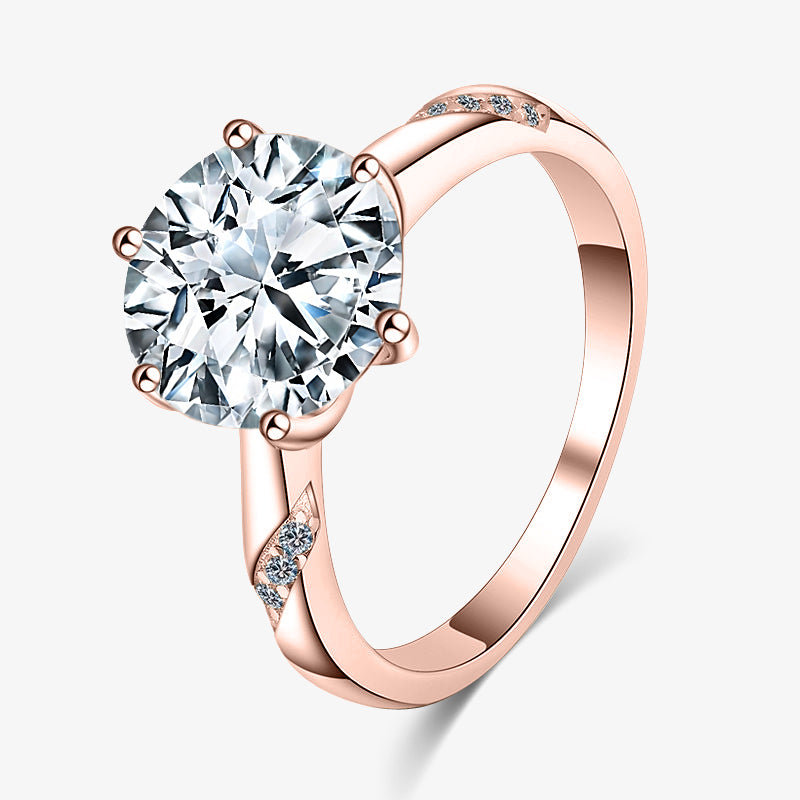 3.0ct Round-Cut Moissanite Engagment Ring