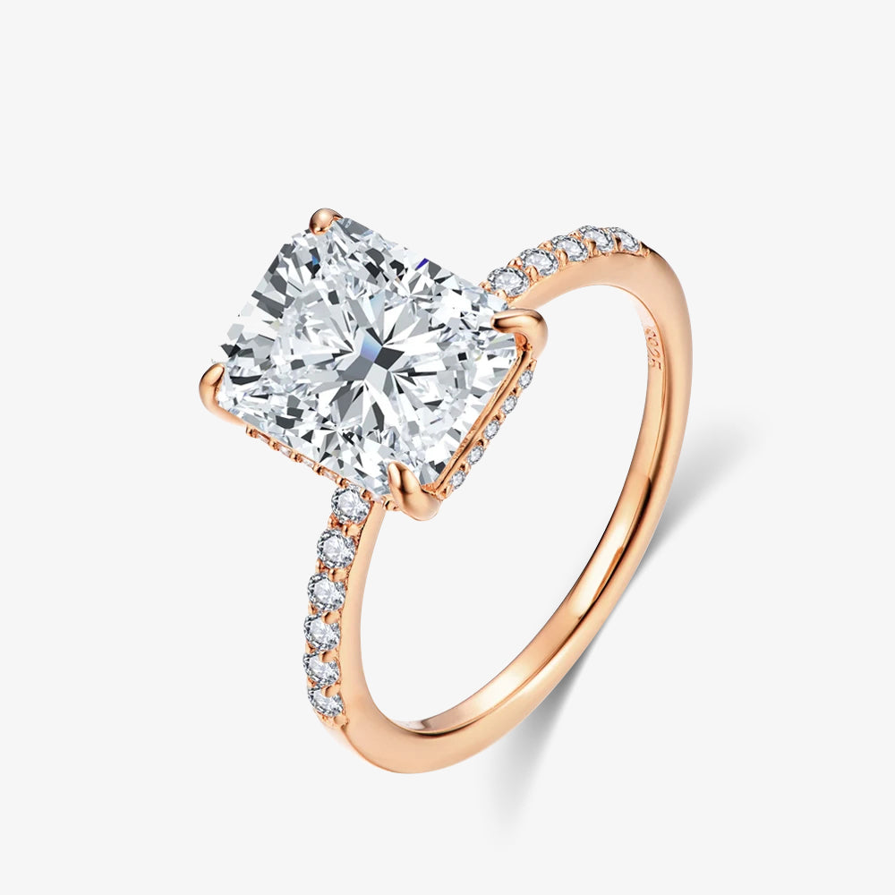 4.0ct Radiant Square-Cut Moissanite Engagement Ring