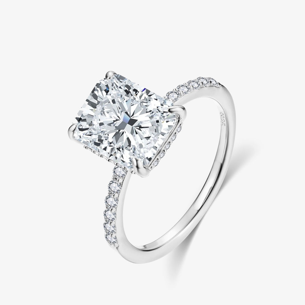 4.0ct Radiant Square-Cut Moissanite Engagement Ring