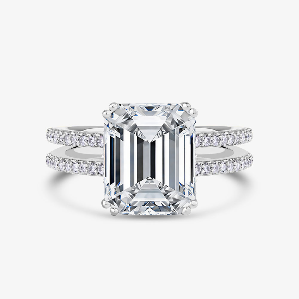 5.0ct Emerald-Cut Moissanite Engagement Ring