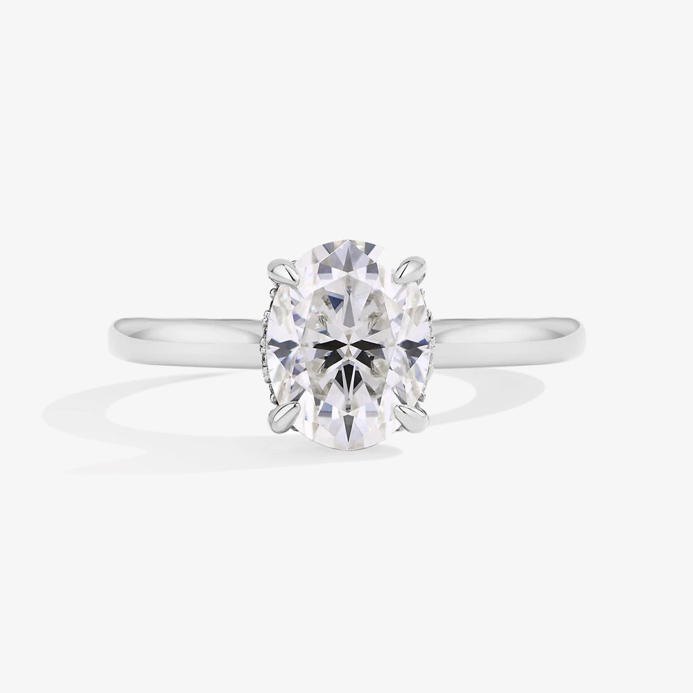 2.0ct Halo Oval-Cut Moissanite Engagement Ring