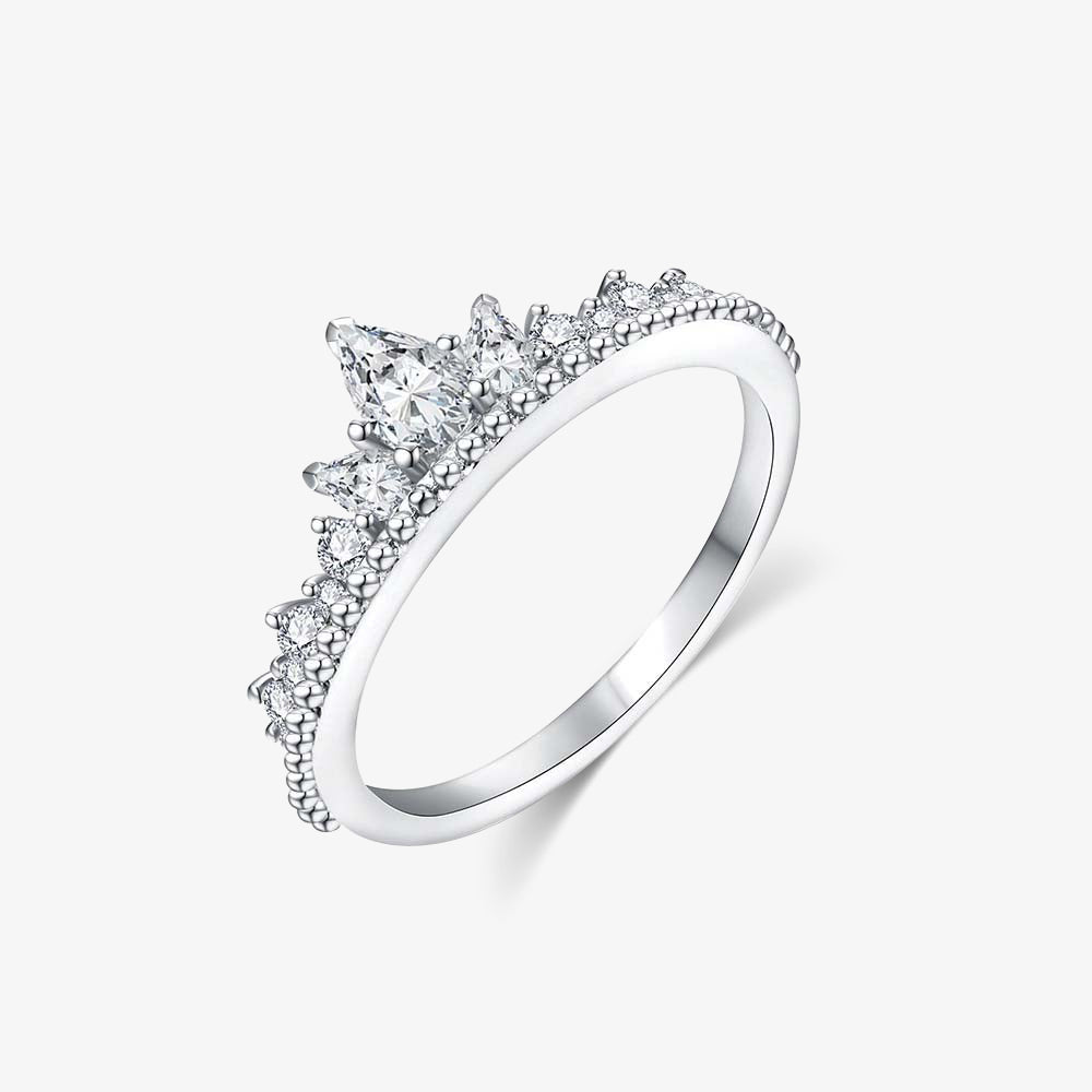 Crown Pear Cut Moissanite Ring