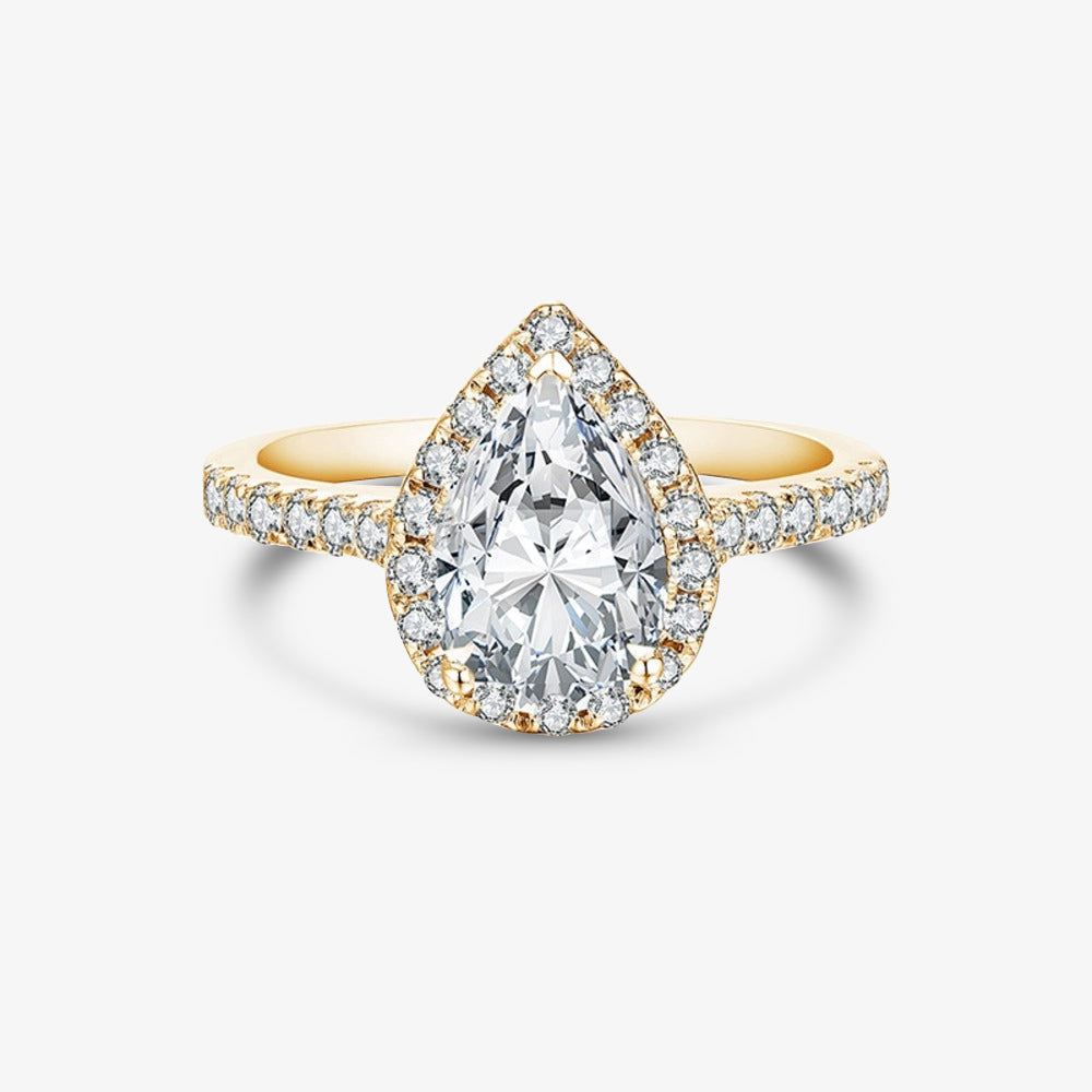 2.0ct Halo Pear-Cut Moissanite Engagement Ring