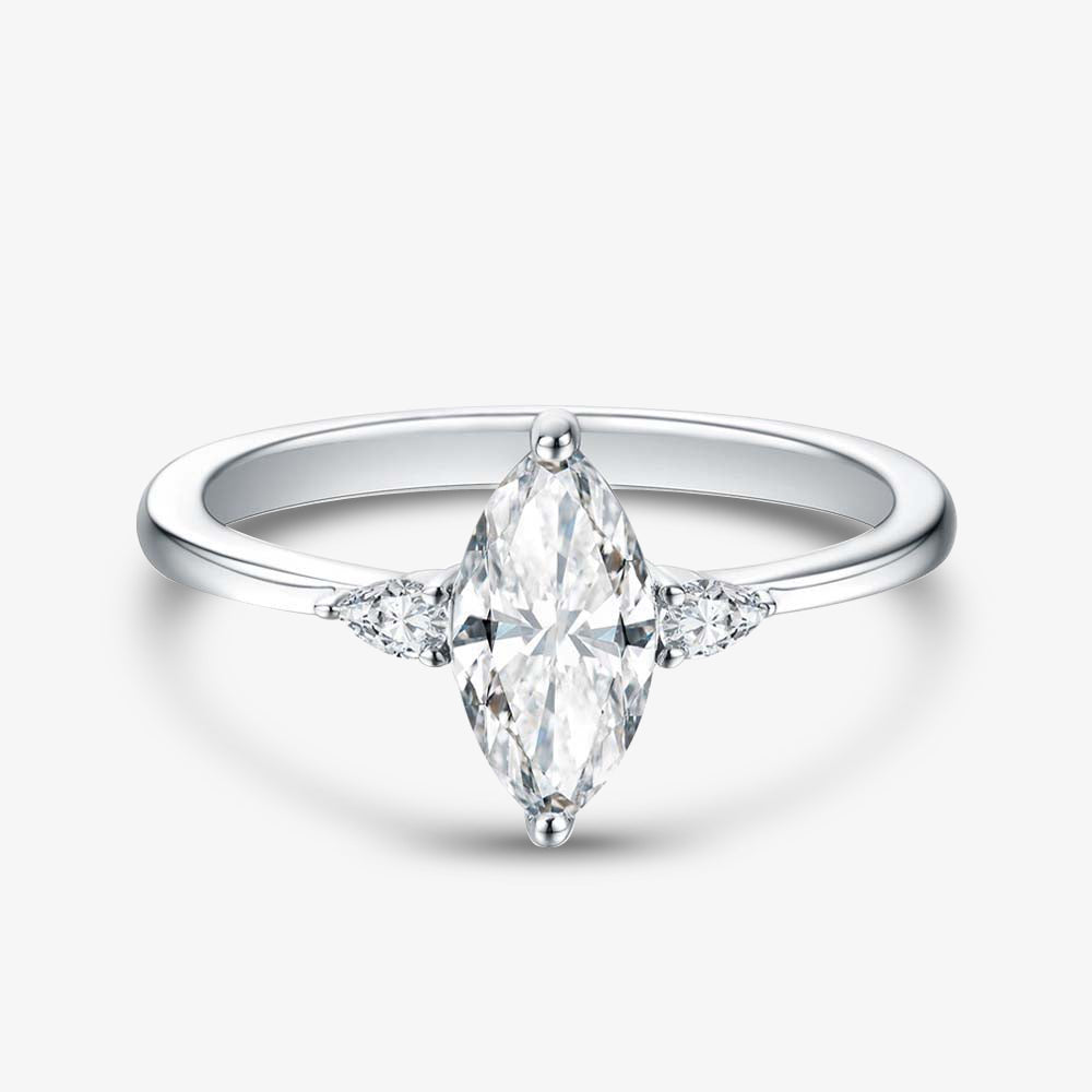1.0ct Trilogy Marquise-Cut Moissanite Engagement Ring
