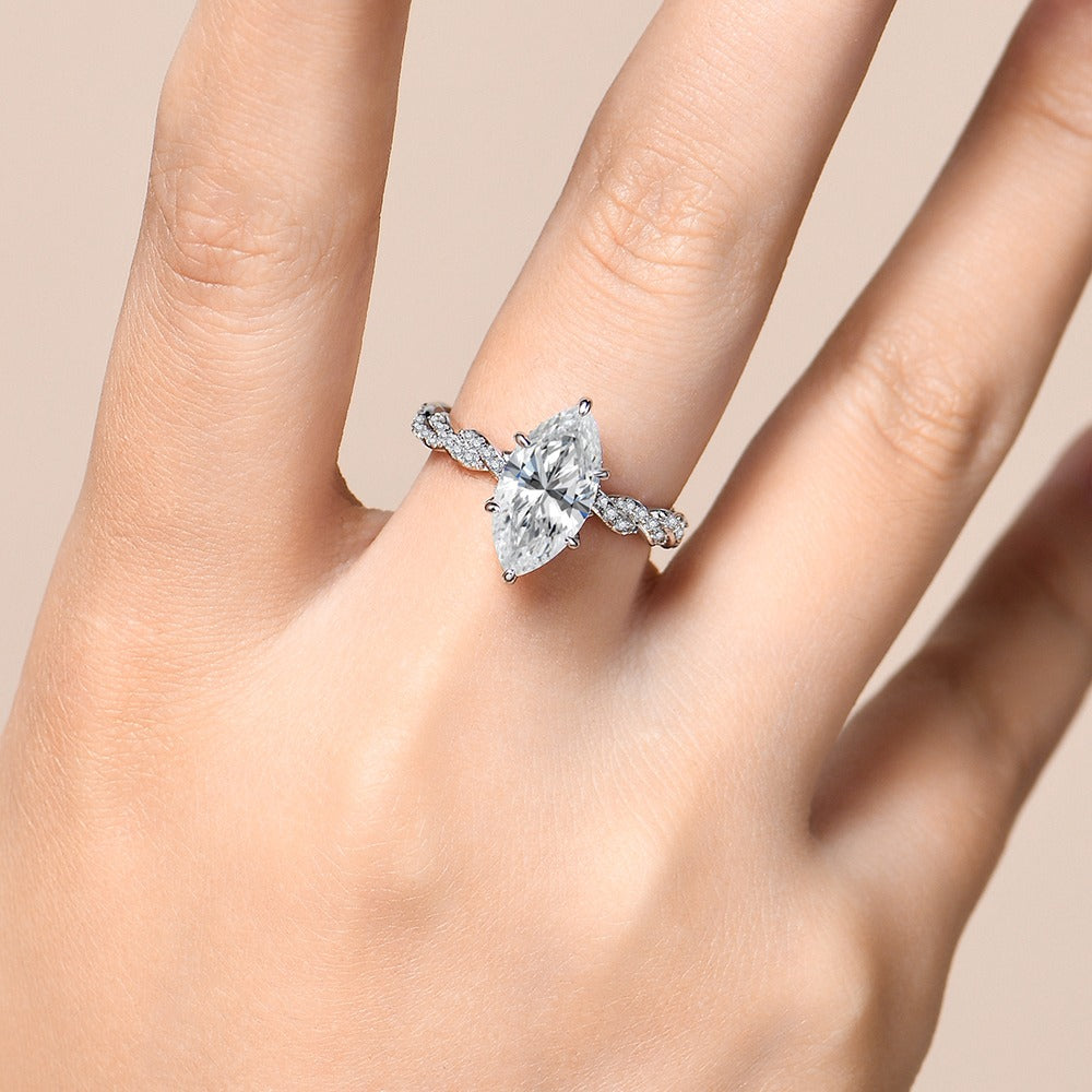 3.0ct Maruise-Cut Moissanite Engagement Ring