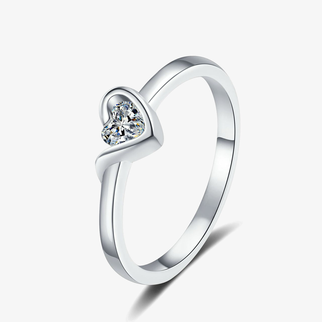 0.3ct Heart-Cut Moissanite Ring