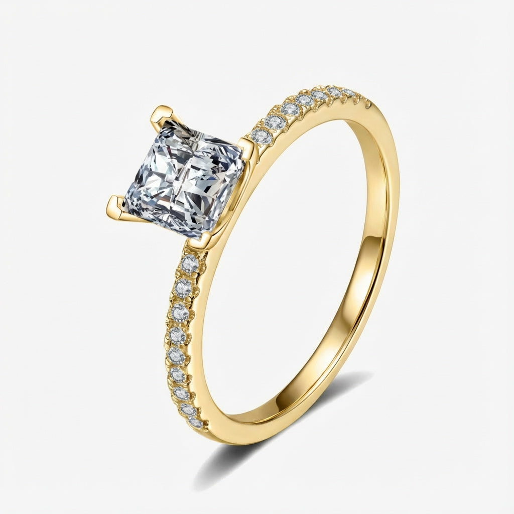1.0ct Square-Cut Moissanite Engagement Ring - My Store