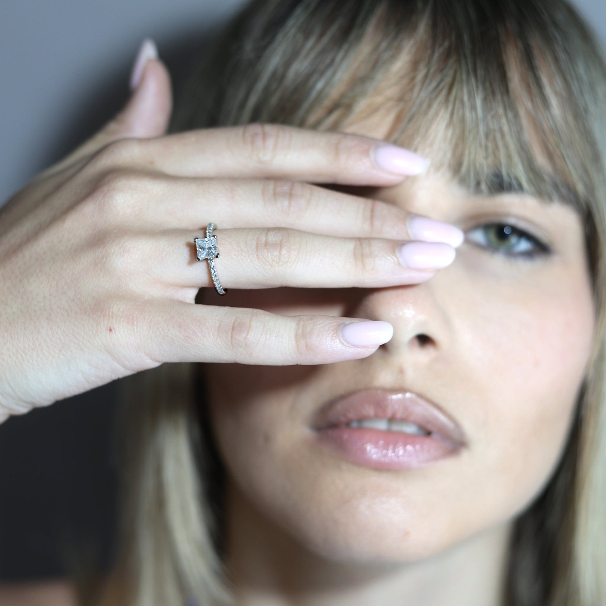 1.0ct Square-Cut Moissanite Engagement Ring - My Store