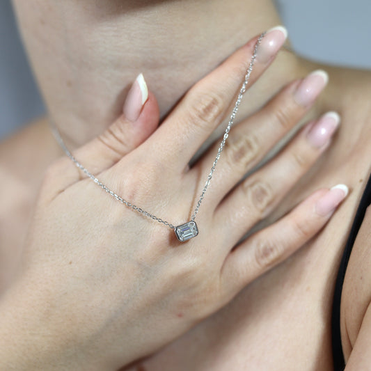 1.0ct Emerald-Cut Moissanite Necklace
