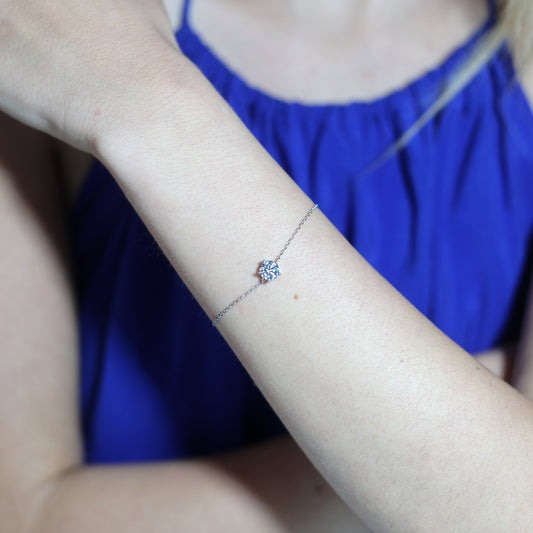 1.0ct Round-Cut Solitaire Moissanite Bracelet