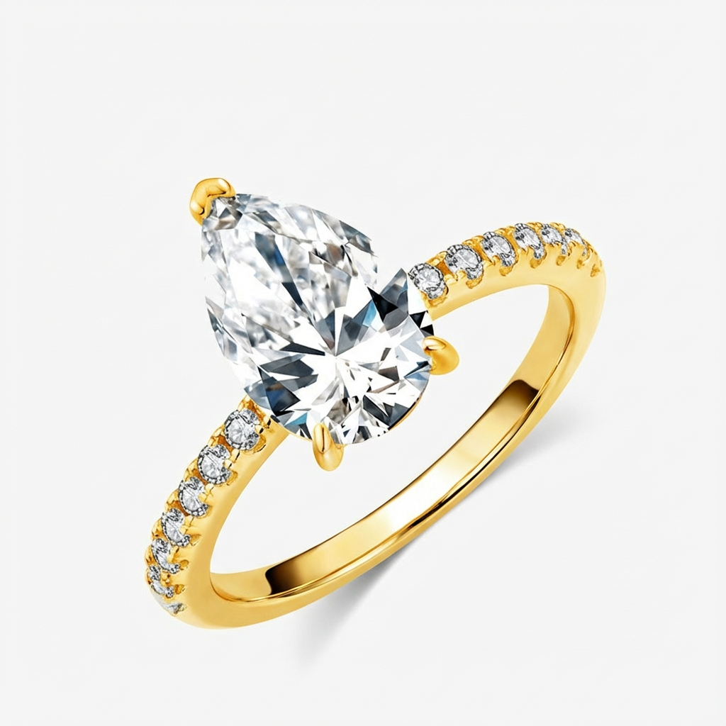 3.0ct Pear-Cut Moissanite Engagement Ring - My Store