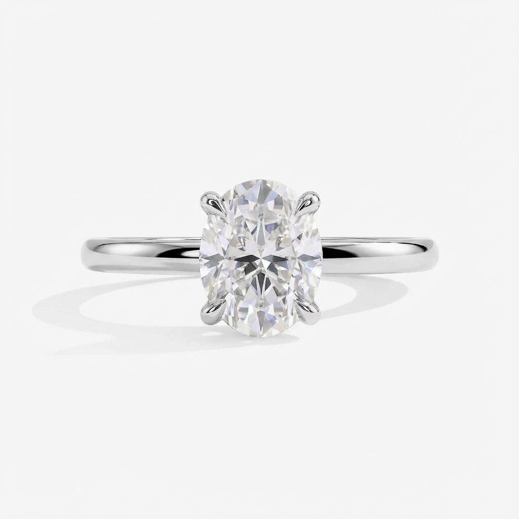 2.0ct Halo Oval-Cut Moissanite Engagement Ring