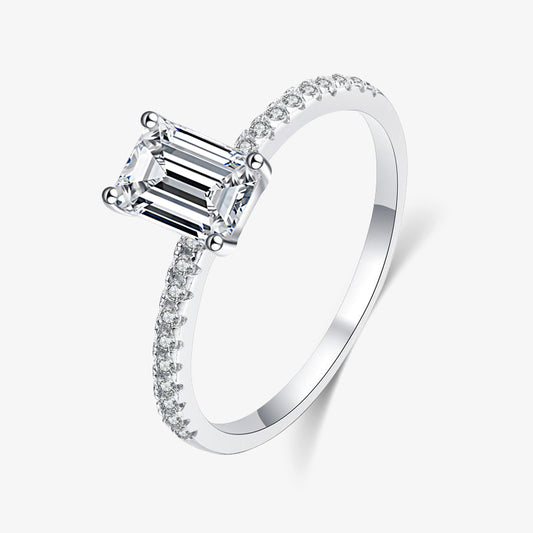 1.0ct Emerald-Cut Moissanite Engagement Ring