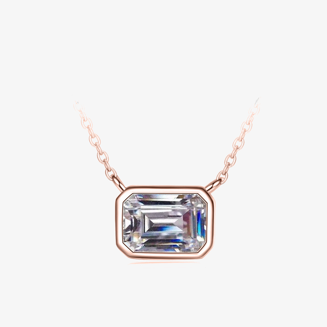 1.0ct Emerald-Cut Moissanite Necklace