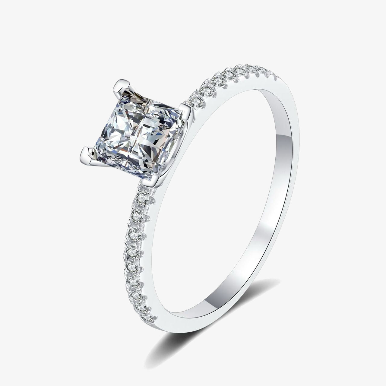 1.0ct Square-Cut Moissanite Engagement Ring - My Store