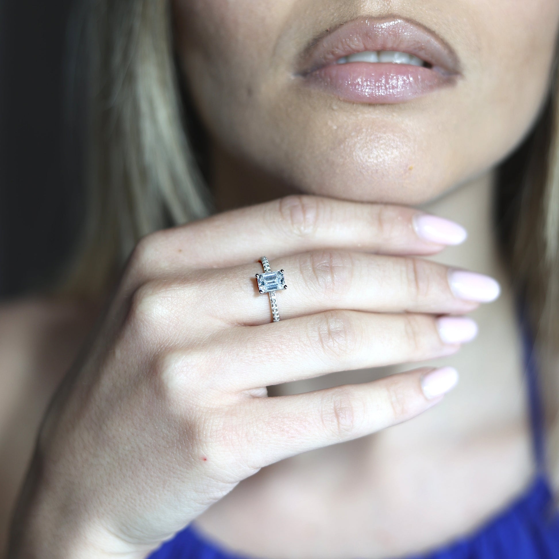 1.0ct Emerald-Cut Moissanite Engagement Ring - My Store