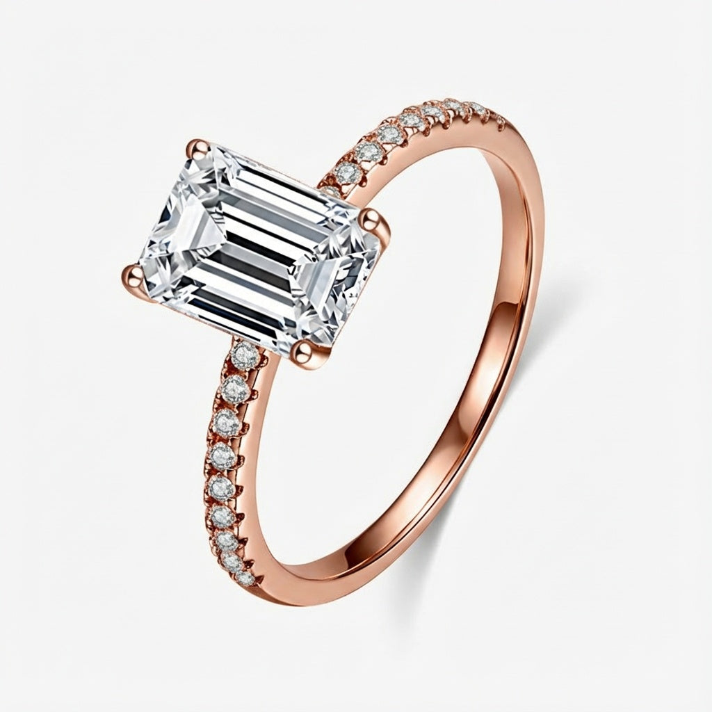 2.0ct Emerald-Cut Moissanite Engagement Ring - My Store