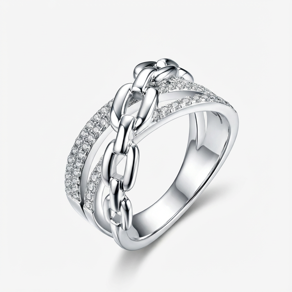 Chain Moissanite Pavé Ring