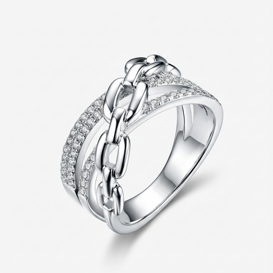 Chain Moissanite Pavé Ring - My Store