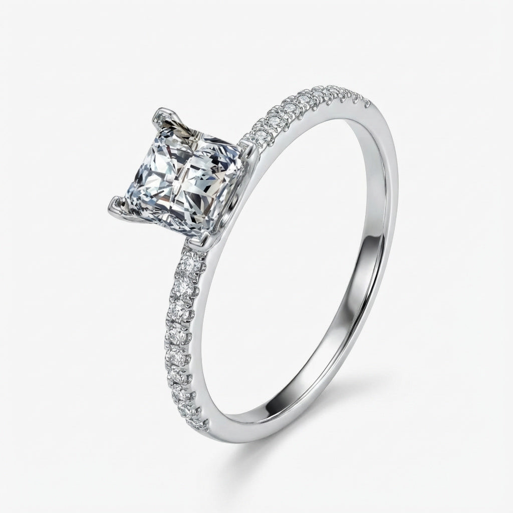 1.0ct Square-Cut Moissanite Engagement Ring - My Store