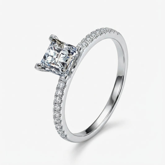 1.0ct Square-Cut Moissanite Engagement Ring - My Store