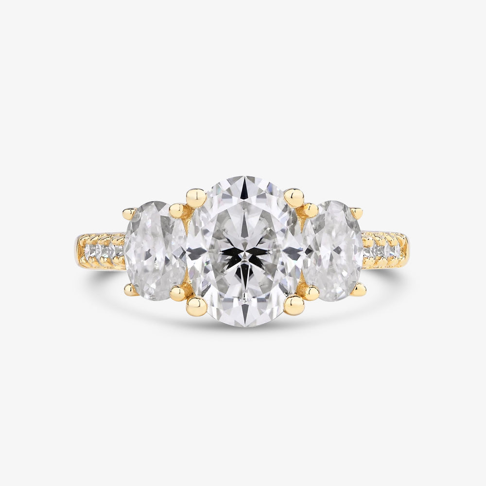 3.2ct Oval-Cut Trilogy Moissanite Engagement Ring - My Store