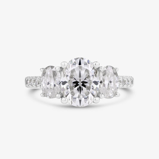 3.2ct Oval-Cut Trilogy Moissanite Engagement Ring - My Store