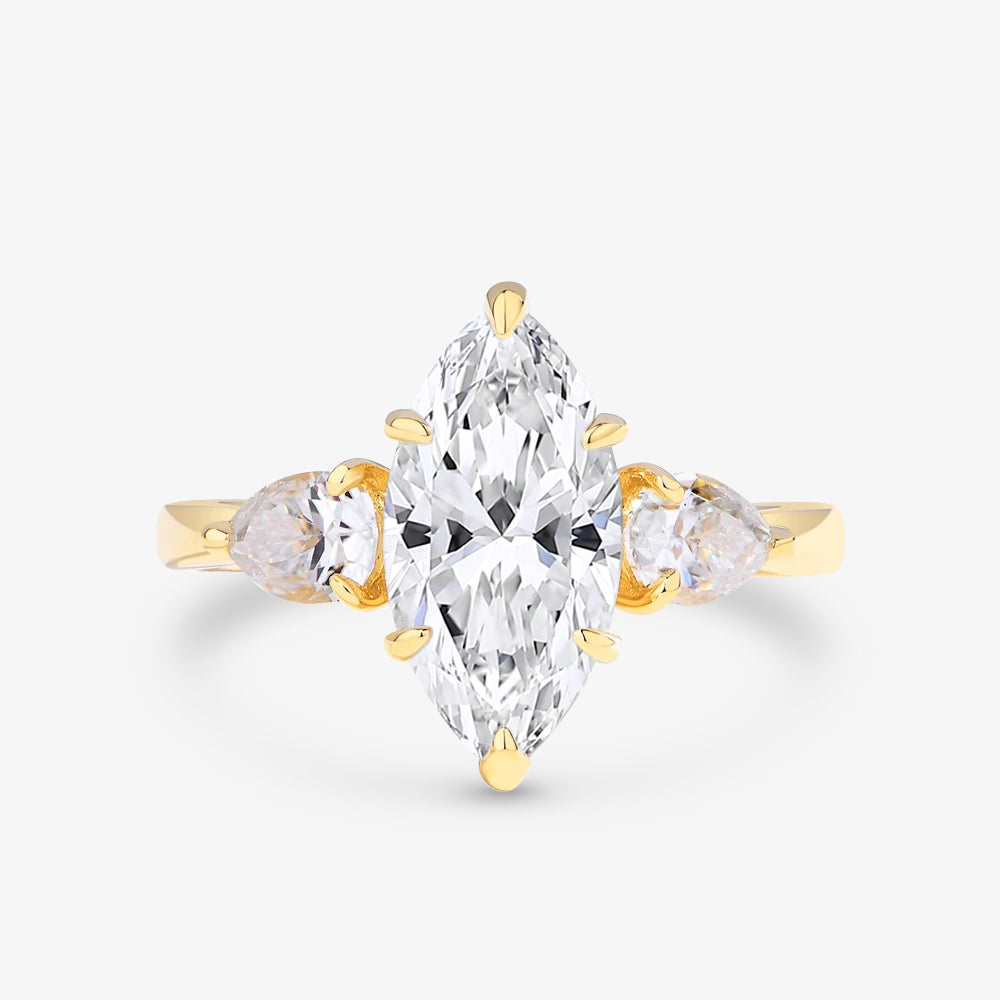 3.6ct Marquise-Cut Trilogy Moissanite Engagement Ring