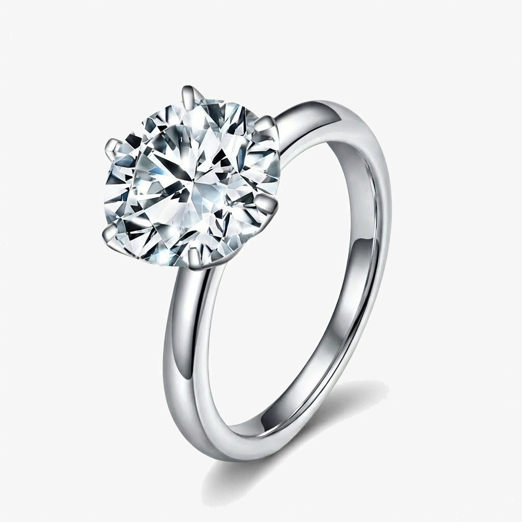 3.0ct Round-Cut Six Claw Moissanite Engagment Ring