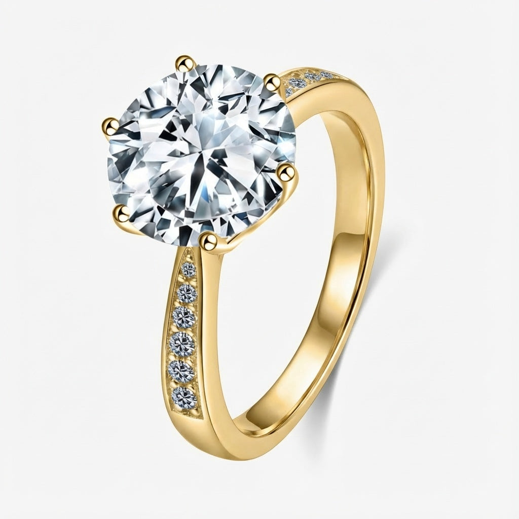 3.0ct Round-Cut Unique Pavé Moissanite Engagment Ring - My Store