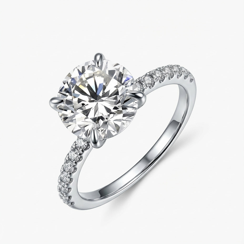 3.0ct Round-Cut Moissanite Engagement Ring