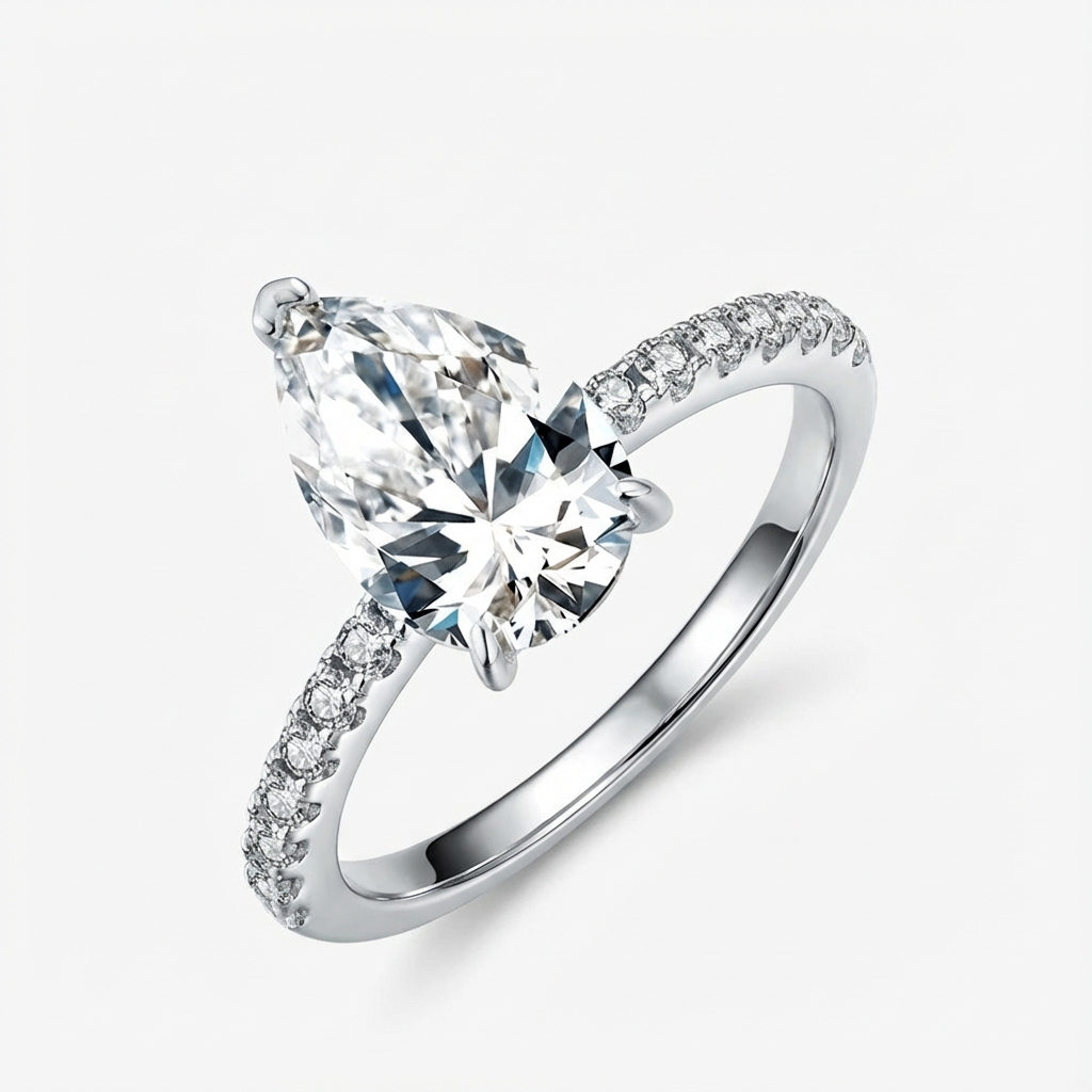 3.0ct Pear-Cut Moissanite Engagement Ring